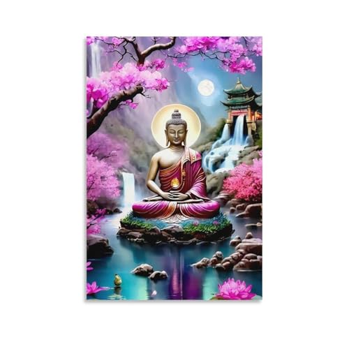Peinture diamant adulte bouddha méditation cyberpunk pour décorer un salon moderne