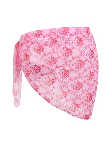 Image of ZAFUL Sarong Coverups for Women Beach Vacation Fishnet See Thru Tie Side Bathing Suit Cover Up Mini Skirt