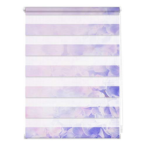 Lichtblick Doppelrollo Klemmfix ohne Bohren mit Motiv, Hortensie - Lila,...