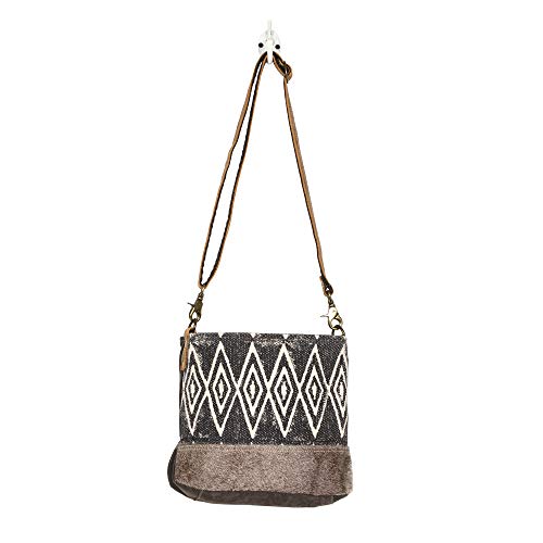 Myra-Bag-Azure-Printed-Aztec-Purse-for-Women-Canvas-Shoulder-Bag-with-Real-Leather-Detailing-Boho-Handbags-for-Women-with-Cute-Diamond-Aztec-Print-Casual-Western-Purse-for-Work-College