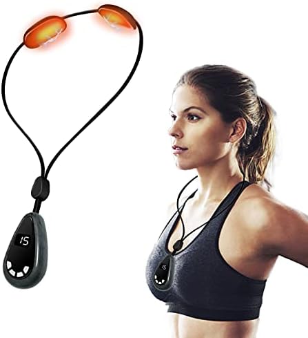 Masajeador Cuello Cervical, 6 Modos 15 Intensidades Masajeador de Cuello de Drenaje Linfático con Función de Calo, Masajeador Cervical EMS para Hogar, Oficina y Viajes (Negro)