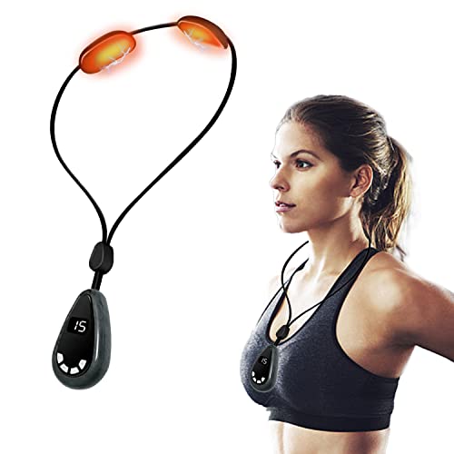 Masajeador Cuello Cervical, 6 Modos 15 Intensidades Masajeador de Cuello de Drenaje Linfático con Función de Calo, Masajeador Cervical EMS para Hogar, Oficina y Viajes (Negro)