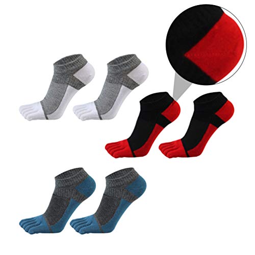 Holibanna 3 pares de meias masculinas de algodão de cinco dedos com emenda fina, leve, respirável, m