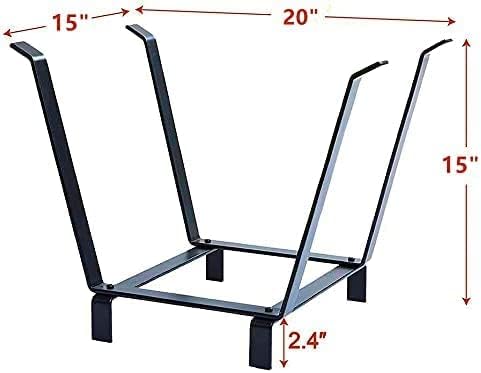Miniatura 3 de GREEN PARTY Estante para leña de 20 pulgadas para interiores y exteriores, soporte de madera para chimenea, almacenamiento de leña y accesorios para