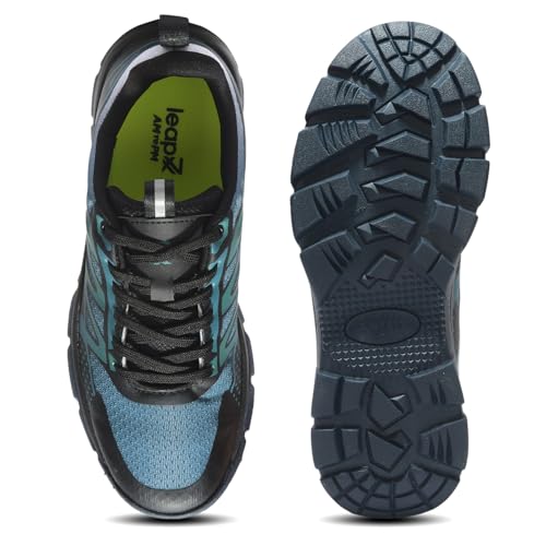 Image of Liberty LEAP7X ENDUVERS1E Black & Green Sports Lacing Running Shoes for Mens