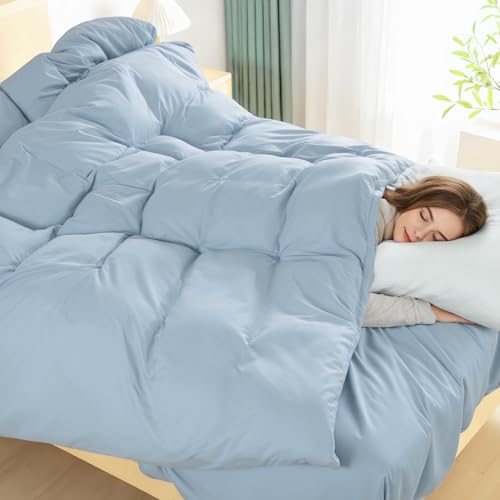 Image of NEXHOME PRO Duvet Cover Full,Blue 3 Pieces Duvet Cover Set, Soft and Lightweight 100% Washed Microfiber Comforter Cover Set for All Season(Blue Full, 80 x 90)-No Comforter