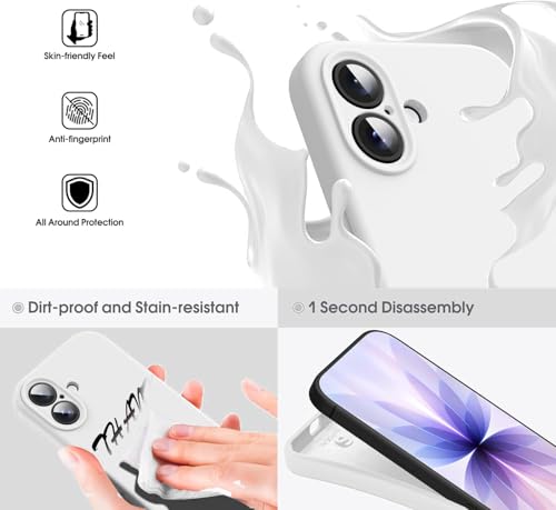 Image of DIZORO Compatible for iPhone 17 Case, Classic Liquid Silicone Mobile Phone Case,Integrated Camera Control Button,Anti-Scratch Soft Microfiber Lining - White