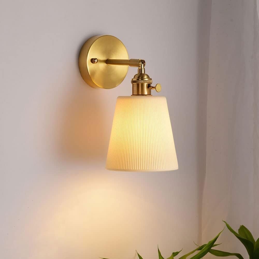 HUAYUSEDF Adjustable Metal Wall Lamp with White Ceramic Shade - Modern 180° Rotating Sconce for Bedroom, Living Room, Study, Corridor, Entryway, Restaurant Lighting