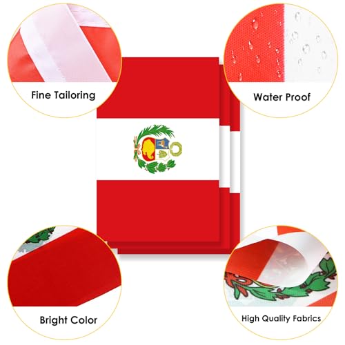 Image of AhfuLife 30 Pcs Peru String Flags for Independence Day Decorations, Small Peruvian Flag Bunting Banner - Double Sided for National Day Festival Party Decorations (5.5x8.3 Inch-33 Ft)