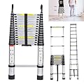 14.5FT/4.4M Telescoping Ladders EN131 Standards Multi-Purpose Telescopic Ladder Folding Ladder Loft Attic Ladder Folding Aluminum Extension Ladder for Home Building Maintenance Garden Work Access Loft