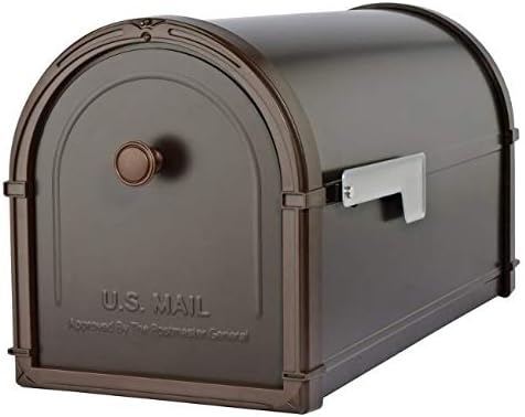 Farmhouse Rubbed Bronze Mailbox Galvanized Steel Roadside Mail Box Grey Flag US Postbox Ranch Newspaper Farm Rural Country Home