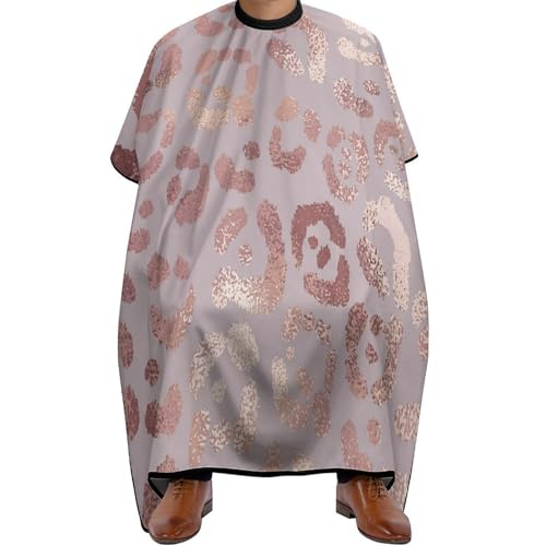 Peignoir de coiffeur léopard or rose 144x170 cm avec encolure réglable