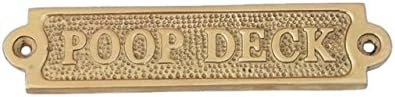 New Age Imports, Inc. Brass Poop Deck Sign 6" - Solid Brass Wall Plaque - Novelty Sign