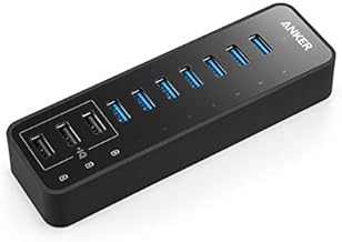 Anker 60W 7-Port USB 3.0 Datenhub mit 3 PowerIQ Ladeports kompatibel mit iPhone, iPad, Samsung, Motorola, HTC, und weitere