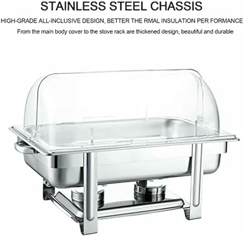 Chafing dish 9L en acier inoxydable avec couvercle visible et support de carburant - 5