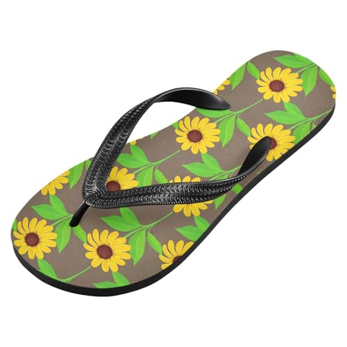 Sunflowers Green Leaves Flip Flops for Beach Thong Sandals Anti-slip Lightweight Flat Slippers for Indoor Outdoor House2