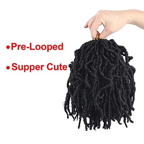 Dus New Faux Locs 8 Inch 6 Packs Natural Nu Soft Locs Crochet Hair Pre-Looped Short Styles Hair Extensions For Women 1B# #TOP5