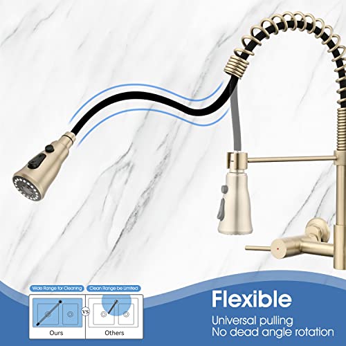 Robinet de cuisine pont mural 3 fonctions mitigeur evier orientable - 6