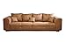 Produktbild CAVADORE Big Sofa Mavericco / XXL Polstercouch im modernen Design in Lederoptik / Inklusive Rückenkissen und Zierkissen / 287 x 69 x 108 cm (BxHxT) / Mikrofaser Cognac