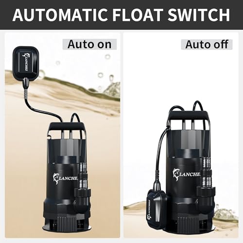 Lanchez Q1000B1 1.6 Hp Sump Pump Submersible With Automatic Float Switch, 4858Gph Clean/Dirty Transfer Water Pump With 25Ft Cord For Swimming Pool Garden Basement Tub Pond Draining thumb #2