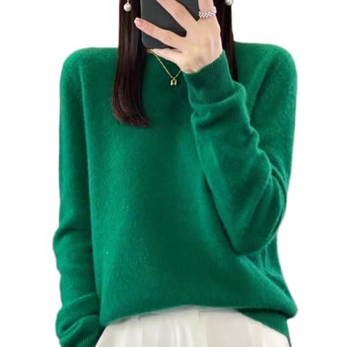Cashmere Sweaters for Women Women Solid Color Sweater Slim Fit Casual Long Sleeve Sweaters Warm Soft Pullover Jumper (Emerald Green,X-Large)