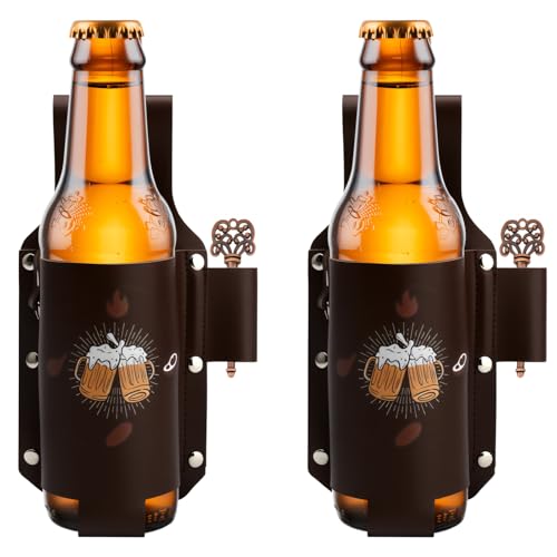 APOMOONS 2 Piezas Cinturón de Cuero de la Cerveza, la Cerveza de Cuero Titular de la Botella como Regalos de Cerveza para Los Hombres Cinturón de la Vendimia Titular de la Botella para el Amigo Padre