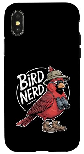 Red Cardinal Bird Nerd �t�@�j�[�E�H�b�`���O �o�[�h�E�H�b�`���[ �X�}�z�P�[�X iPhone X/XS �p