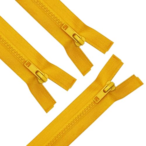 Image of ANPURZII 3PCS #5 10 Inch Loquat Yellow Separating Jacket Zippers for Sewing Coats, Molded Plastic Bulk Zippers(LoquatYellow 10 inch 3PCS)
