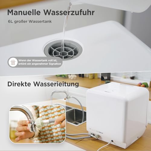 Midea Tischgeschirrspüler für 3 Gedecke, mit und ohne Wasseranschluss Verwendbar, IOT-Steuerung...