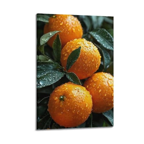 Poster mural artistique orange et fruits moderne pour décoration salon 40x60 cm