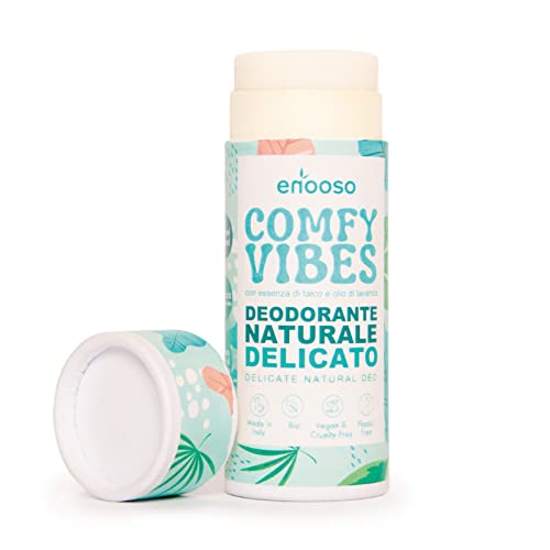 Enooso - Festes Deo Creme Stick - Bio Deodorant ohne Aluminium und Backpulver - TALKUM UND LAVENDEL - 100% Vegan & Plastikfrei Natürlich - Handmade in Italy