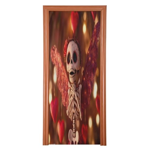 FLildon Valentine's Day Love You to Death Door Cover Decoration, Party Accessory Porch Decor for Festive Ornament Room Door Covers 32 x 79 Inch