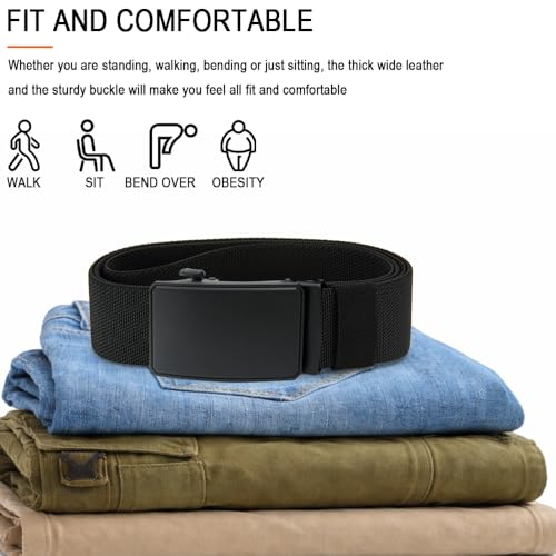 Image of DOOPAI Belt Men, elastic golf belts for men, 2 Pack Nylon Ratchet Belt Mens Belts Casual, Adjustable Trim to Fit