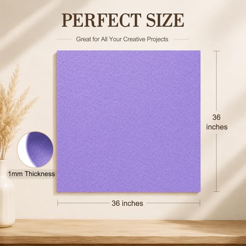 Image of Lavender Large Felt Fabric 36 inch x 36 inch (1 Square Yard), 1mm Stiff Felt Sheet, Nonwoven Fabric for Crafts, DIY Projects, Art, Sewing, Lining & Decorations