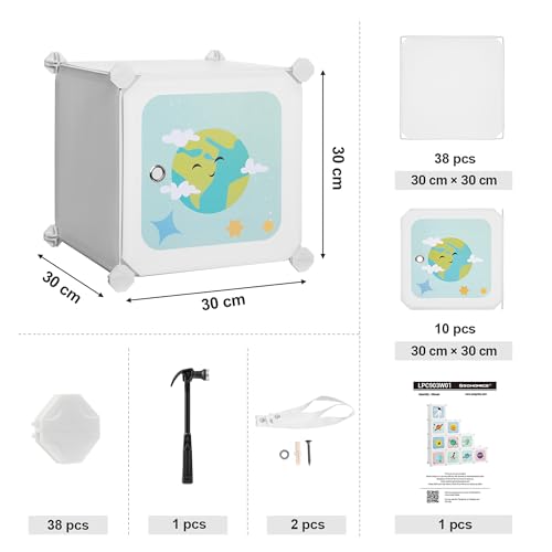 Miniatura 3 de Songmics Estantería Modular Infantil De 10 Cubos, Organizador Para Niños, Estantería De Plástico, Armario Modular Con Puertas Para Ropa, Zapatos, Juguetes, 123 X 31 X 123 Cm, Blanco Lpc903w01