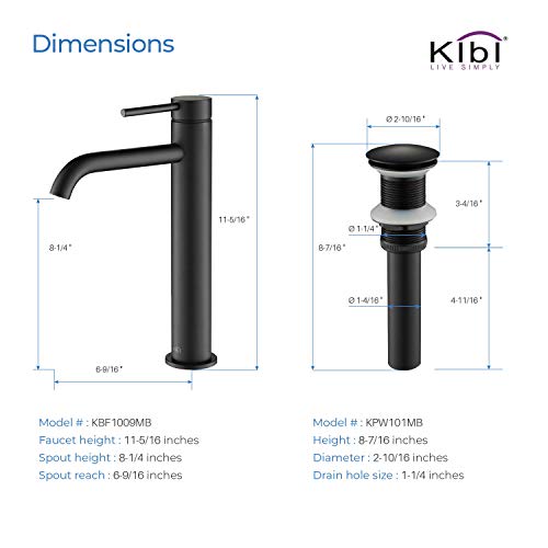 KIBI-KBF1009-Solid-Brass-Single-Handle-Single-Hole-Circular-Faucet-for-Bathroom-Sink-with-Pop-Up-Drain-High-Arc-Faucet-Spout-Design-Durable-Matte-Black-Finish-Corrosion-and-Rust-Resistant KIBI KBF1009 Solid Brass Single Handle Single Hole Circular Faucet for Bathroom Sink with Pop Up Drain High Arc Faucet Spout Design Durable Matte Black Finish Corrosion and Rust Resistant