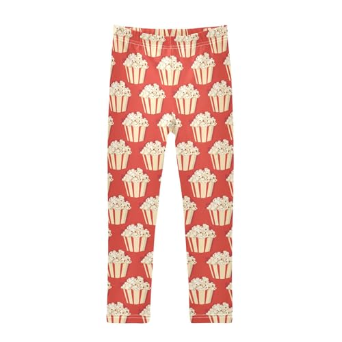 Girls Leggings Cute Popcorn Box Print Soft Toddler Leggings for Girls Kids Pants Size 4T-10T