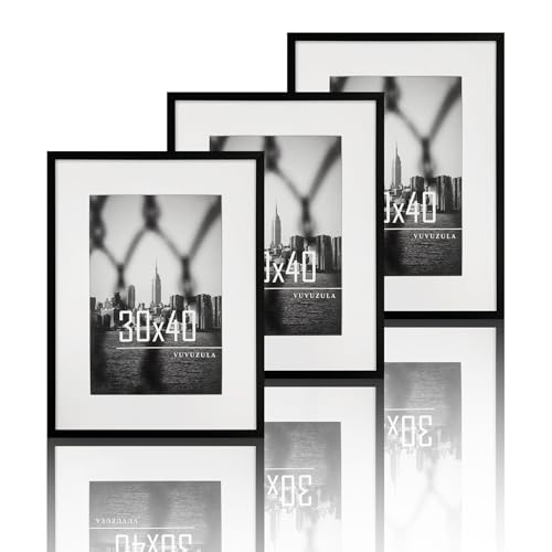 VUVUZULA Bilderrahmen 30x40cm Schwarz 3er Set Fotorahmen Rahmen mit...