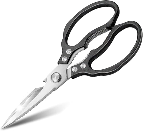 CGBE Kitchen Scissors, Multi-Purpose Kitchen Shears, Heavy Duty Dishwasher Safe Food Scissors, Non Slip Stainless Steel Sharp Cooking Scissors (Black)