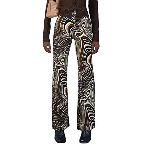 Womens Long Pants Adults Water Ripple Print High Waist Flared Trousers for Summer Fall Pants