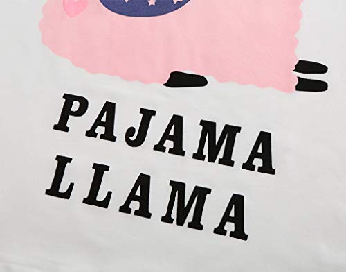 Image of YIJIU Women Short Sleeve Tee and Shorts Pajama Set Cute Alpaca Print Sleepwear