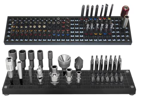 FREE ZONE - Bit Organizer Set (Black) | 200 Hole Bit Storage | 1/4 Inch Hex Bit & Drive Bit Adapter Storage | Screwdriver Bit Organizer | Toolbox Organizer