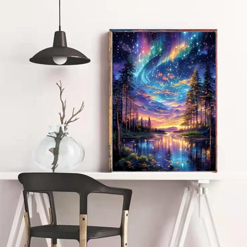 Image of Eiazuiks Stamping Cross Stitch Kit, Starry Sky Counting Cross Stitch Kit for Adult Beginners, Full Line DIY Stitching Kit for Home Decor Cross Stitch Patterns 12x16 inches