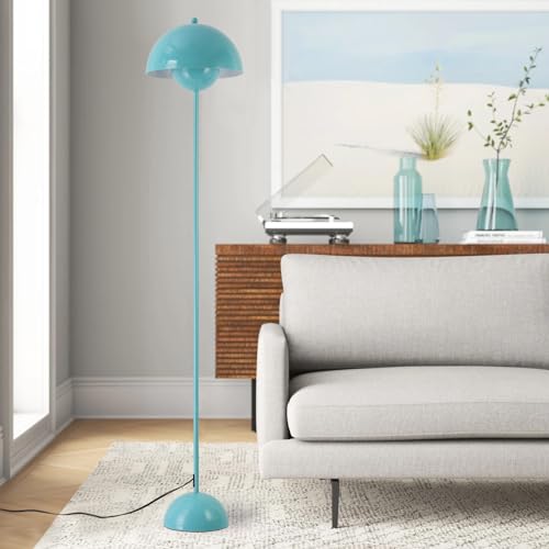 Image of Mid-Century Modern Metal Bud Floor Lamp for Home and Office, Turquoise