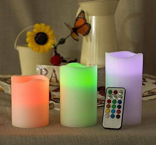 Vista 6 de WYZworks Juego de 3 velas LED sin llama de color marfil parpadeantes, Navidad, Navidad, San Valentín, juego de 3 4 pulgadas, 5 pulgadas y 6 pulgadas