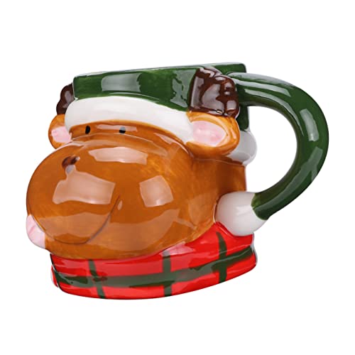 PRETYZOOM Taza Navideña De Cerámica Forma De Reno Taza De Cerámica Navideña Encantadora Para Obsequio De Navidad Usar Casa o Fiestas De Navidad