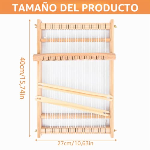 Miniatura 2 de Wopplxy Telar De Madera Para Tejer Con Lanzadera, 40 X 27 Cm Marco Para Tejer Y Accesorios, Para Tejer Y Realizar Manualidades