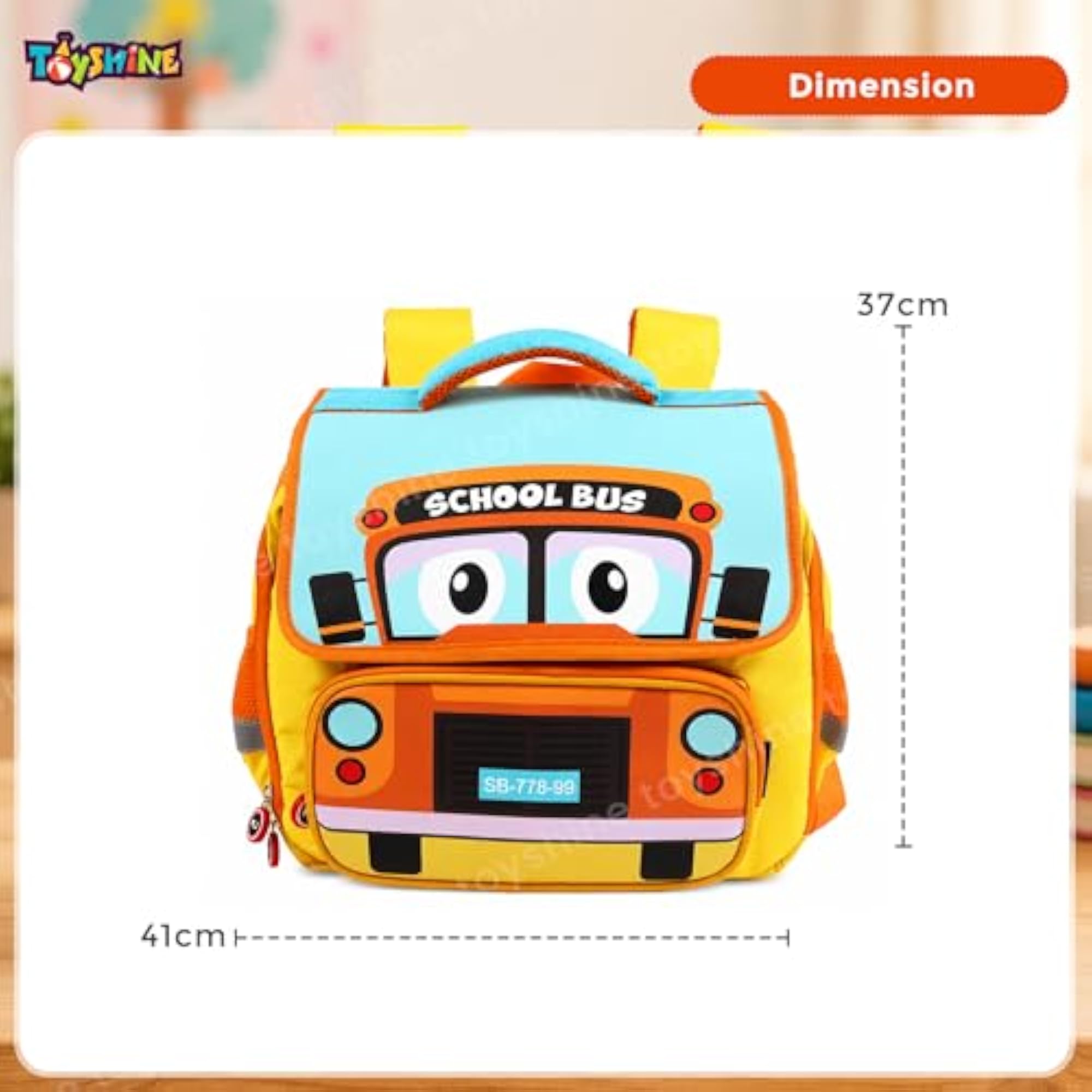 Cute School Bus Design Rectangular Shape Bagpack for Preschool