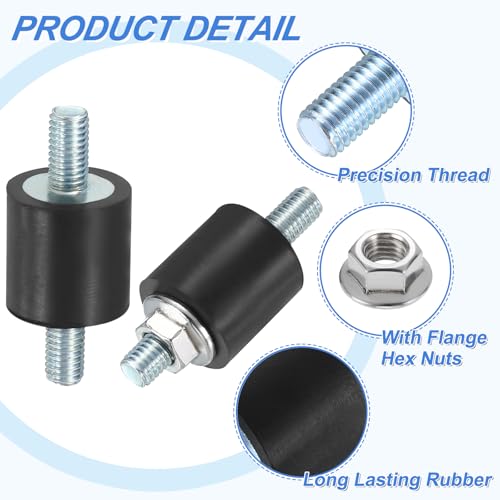 QUARKZMAN 4 Stück Gummipuffer M5 x 12mm, 15 x 15mm Gummifuß Mit Schraube Naturgummi Verzinkter Stahl Antivibrationspuffer für Luftkompressoren Pumpen Motoren Industriemaschinen