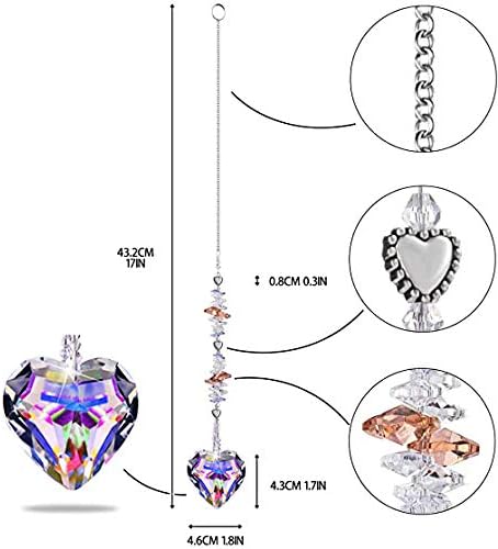 H&D HYALINE & DORA Window Hanging Suncatcher Rainbow Maker Crystal Heart Shape Pendant,Wedding Party Home Christmas Tree Decor Gift